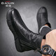 Bottes masculines australiennes, chaussures hautes hautes, hommes plus velours en cuir soft en cuir doux martin, bottes en cuir britannique, chaussures en coton, chaussures d'hiver, bottes Chelsea, noir (plus velours) 42