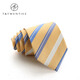 T / vingt ans Style Italian Fashion Business Tie Blue Blue Striped Men's Suit's Parition Forme Mariage Twill Orange Tie + Tie Clip + Broche Troo
