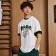 Kurztrocknendes T-Shirt 丨 Anti-Bakteriell cooler runder Hals kurzärmeliges T-Shirt Herren Sommer Outdoor Gedrucktes lockeres Sporttop [Antibakteriell] Standard Weiß 671-7 S