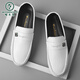 Zapatos de gorro de carpintero de carpintero de verano 2025 zapatos nuevos versátiles para hombres zapatos de cuero casual zapatos de cuero casual de otoño 825 blanco 40