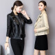 Xinhexiang leather jacket women's short autumn and winter temperament new slim small women's fashion motorcycle leather jacket black 5xl