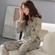 
Quguo (QUGUO) spring and autumn women's pajama cardigan long sleeve pure cotton spring and autumn women's autumn women's full cotton home clothing set 9215 lilac brown 3XL [recommended 160-180Jin [Jin equals 0.5 kg]]