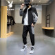 Playboy PLAYBOY [3-piece set] casual suit men's 2020 spring and autumn hooded trendy set with work clothes trendy brand handsome autumn wear 8801 gray 4XL