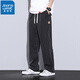 
Jeanswest Tennis Jeans Men's Summer Straight Loose Wide Legs Floating Trousers Summer Ice Silk Men's Casual Pants Men 1048 Blue L (Size 30-31)
