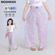 MoonKids Girls Ice Silk Mosquito-Repellent Pantalon Summer Pantalon Pantalon large pour enfants 2025 Summer Cool Big Big Child's à la mode pantalon 15290 Pantalon large pourpre + 9889 Blanc à manches courtes 170 cm