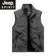 JEEP SPIRIT high-end men's vest 2024 new autumn and winter outdoor velvet vest photography fishing vest quick-drying jacket red (model) velvet 3XL suitable for 160-175Jin Jin equals 0.5 kg