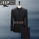 JEEP SPIRIT Black Stand Collar New Chinese Mao Suit Male Singer Chorus Middle-aged Student Youth Performance Suit Republic of China Black Golden Phoenix Top 180 (XL) Height 180 Weight around 160