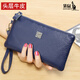Kangaroo (KANGAROO) top layer cowhide clutch women's bag 2024 new coupon wallet long fashion versatile soft leather real cowhide small elephant gray