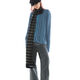 Yuan Lexen mid-length punk dark versatile European and American ripped autumn and summer sweater for women couple striped loose niche sweater new dark gray one size