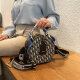 ESDS香港品牌真皮女包包2025新款小众高级感刺绣链条小圆包时尚斜挎包 蓝色（专柜礼盒套装）