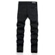 Moring Bull New High Street AM Trendy Jeans Herren zerrissener Cobra Sticker Leder Patch Elastizität Slim Black Black 3523 29