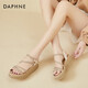 
Daphne wedge sandals for women soft sole comfortable thick sole sponge cake shoes for women fashionable cowhide lightweight and versatile height-enhancing women's shoes 4622303017 Beige 38