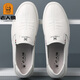 Old man's head (laorentou) old man's white leather shoes men's genuine leather head layer cowhide breathable casual white shoes one foot to put on the line dad's shoes non-slip 10503 white 41