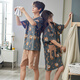 Shi jingya pareja pijamas mujeres verano algodón puro delgada delgada ropa de manga corta verano estilo de moda coreana traje para hombres cxh 12014 cuello redondo pareja 2xl - estilo femenino estilo