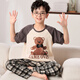 Langsha Eltern-Kind-Kleid-Pyjamas Mutter und Tochter Sommer kurzärmelige Hosen dünne Baumwoll-Hauskleidung drei und vier Familienanzug LYP724 S (150) Frauen 140-150 cm/68-82jin [Jin gleich 0,5 kg]