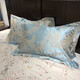 Cotton satin jacquard pillowcase European style pillowcase single latex pillowcase wedding pair high count high density Budapest (jade powder) 1 pair 48cmX74cm