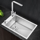 
Daihuo Kitchen 304 stainless steel handmade sink single slot narrow long small apartment bar wash basin thick horizontal dishwasher 48*35 with 6193 round faucet full set