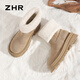 ZHR two-wear snow boots for women plus velvet and thickened women's boots lamb wool warm and increased Northeast cotton shoes JF72 Khaki 37