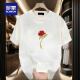 Romon kurzärmeligte T-Shirt für Männer und Frauen Paare tragen trendige runde Hals gedrucktes T-Shirt Cotton Einfach lose, vielseitig halbärmelig.