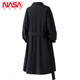 NASA XVVX official joint autumn and winter new mid-length windbreaker for boys loose casual double-breasted over-the-knee coat jacket for men black 2XL
