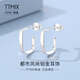 TTMIX geometric pt950 platinum earrings for women rectangular fashion earrings real platinum earrings European and American style 4.0-4.2g