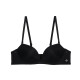 Aimer women's underwear glossy no support no wire bra push up seamless elastic bra shape and color classic AM174051 black B75