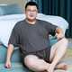 金芝斕（jinzhilan）大码睡衣男士莫代尔夏季宽松短袖短裤胖子薄款圆领加肥加大家居服 BX-723深灰条纹 4XL 【建议220-260斤】
