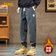 Jeep (JEEP) velvet thickened autumn and winter corduroy casual pants for men, loose harem high-end sports leggings, trendy brand guard pants for men