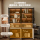 Quanyou Home New Chinese Bookcase Glass Display Cabinet Study File Cabinet Floor-standing Wall Storage Storage Cabinet Furniture Walnut Color + Beige Bookcase