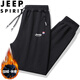 JEEP SPIRIT吉普运动裤男春秋季休闲裤纯色中青年宽松长裤 蓝色直筒 2XL