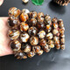 Phase stone edge optimized floating flower Burmese amber bracelet for men and women cave honey flower root amber beeswax bracelet single bead 20mm*12 pieces/string/men