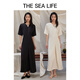 THE SEA LIFE欧海一生 法式优雅连衣裙女24夏季收腰显瘦暗纹提花连衣裙Y16817 杏仁白 M