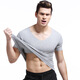 MiiOW men's vest men's seamless thin men's short-sleeved T-shirt v-neck solid color tight bottoming shirt slim underwear modal white XL