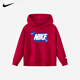 NIKE Nike Girls Sports Suit Plus Velvet Hooded 2025 New Autumn and Winter Boys Cotton Two-Piece Suit Children's Thickened College Red 2236 Autumn and Winter Velvet Style High Weight 160/L Recommended Height 152-158cm