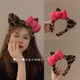Danqin leopard print plush face wash ear headband women's headband new pressed cute bow headband hair bundle hairpin headdress bow cat ear headband