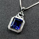Zhuo Liang Collection Grade Rectangular Tanzanite Sapphire Pendant Necklace Women's Royal Blue Tanzanite Necklace White Gold (Main Stone 10X12mm) No Chain