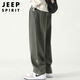 Jeep Spirit Casual Hosen für Männer Frühling und Sommer gerade Hosen für Männer losen solide Farbe vielseitige Weitbeinhosen Militärgrün 2xl