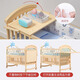 Lookbaby crib multifunctional bed solid wood splicable bed removable paint-free large bed | mosquito net + brown mat + lucky dragon treasure + nursing table