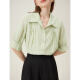 Camisa de diseño de nicho de solapa francesa Fan Silan Camisa de temperamento delgado de estilo coreano Mujeres 12083 Verde M