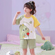 
Girls pajamas summer pure cotton short-sleeved little girl children medium-sized children kids kromi cartoon home clothing set DZ6627 dinosaur children 12 size height 115-125cm45Jin [Jin equals 0.5 kilogram]