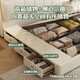 Fermas Rasabi style leather bed minimalist double bed 1.8x2m master bedroom large bed storage solid wood bed leather art bed-677 15CM steel wood ribs skeleton丨Single bed + natural latex independent bag mattress 1.5*2.0 high box [three draws]