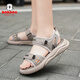 BOBDOG boys' shoes, children's sandals, summer style, boys' fashionable Velcro open-toe sandals, non-slip, lightweight beach shoes, trendy TS6004 light brown 27, inner length 17cm