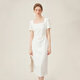 Fan Silan French square neck temperament small white skirt for women in summer 2024 new dress dress 24FS12041 white M