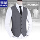 
ROMON men's suit vest men's work vest solid color best man suit brothers wear groom wedding dress horse clip black [single vest] XL 180