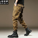 JEEP SPIRIT American Tough Man Working Pants 2025 Summer Loose Straight Trendy Brands Feet Function Outdoor Hunting Casual Pants 829 Models (Khaki) M (Suggested 85-105Jin [Jin equals 0.5 kg]