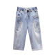 
Commander Bear High Waist Stretch Denim Cropped Pants Shorts for Women in Summer Loose Korean Style Slim Casual Harlem Breeches Light Blue Denim Shorts 9893# S