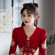 Seidler's new Chinese toast suit bride burgundy wedding evening dress can usually wear slim burgundy L (recommended 106-115Jin [Jin equals 0.5 kg])