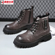 Mideelkun Martin Stiefel neue Männer mit mittlerer Mode-Top-High-Top-Lederschuhe Herrenschuhe Herbst und Winter Kurzstiefel Arbeiten Kleidung Schwarze Lederstiefel 3519 Grau 41