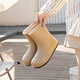Xili Internet celebrity fashion rain boots for women new mid-tube waterproof shoes plus velvet non-slip soft sole rain boots for adults lightweight rubber shoes Khaki 38 37-38 size
