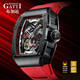 Bugatti (bonest gatti) regarder les hommes allemand entièrement automatique creux mécanique montre mécanique lumineuse vitière vide de baril pour hommes cadeaux pour le petit ami 9901 bugatti phantom speed flame rouge